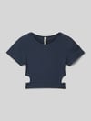 Blue Effect Cropped T-Shirt mit Cut Out Marine