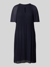 COMMA Knielange jurk met plissévouwen Marineblauw