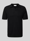 Selected Koszulka polo o kroju regular fit z efektem szydełkowym model ‘LINO’ Czarny