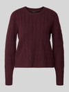 VERO MODA Sweter z dzianiny o kroju regular fit ze ściegiem warkoczowym model ‘ARIES’ Bordowy