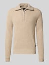 bugatti Troyer aus Woll-Mix mit Label-Detail Sand