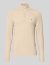 Tommy Hilfiger Regular Fit Troyer aus reiner Wolle Offwhite