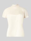 Stefanel T-Shirt aus Viskose-Mix mit Stehkragen Ecru