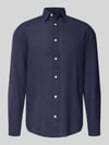 ONLY & SONS Slim Fit Freizeithemd aus Baumwoll-Leinen-Mix Modell 'CAIDENLS SOLID' Dunkelblau