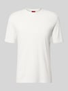 HUGO męski t-shirt o kroju regular fit z mieszanki lyocellu i lnu model 'DULEROSTEE' Złamany biały