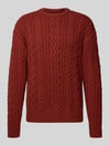 Jake*s Studio Men Strickpullover mit Zopfmuster Rot