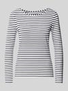 Oui Longsleeve im Allover-Look mit Rundhalsausschnitt Marine
