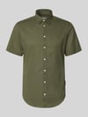Casual Friday Slim Fit Freizeithemd aus Leinen-Baumwoll-Mix Modell 'AKSEL' Dunkelgruen
