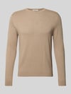Selected Regular fit pullover van puur katoen, model 'BERG' Taupe gemêleerd