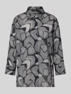 OPUS Regular fit blouse van viscose met blinde knoopsluiting Donkerblauw