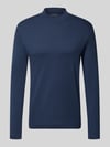 Christian Berg Men Regular Fit Longsleeve aus reiner Baumwolle mit Stehkragen Dunkelblau