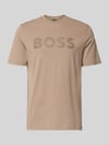 BOSS Green t-shirt o kroju regular fit z czystej bawełny model 'TS_STRUCTURE LOGO 1027473' Piaskowy