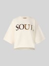 Smith and Soul Cropped Boxy Fit Sweatshirt mit Label-Stitching Offwhite