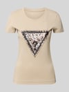 GUESS Slim Fit T-Shirt aus elastischem Baumwoll-Mix Modell 'SAVANNA' Taupe