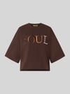Smith and Soul Cropped Boxy Fit Sweatshirt mit Label-Stitching Dunkelbraun