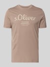 s.Oliver RED LABEL męski t-shirt o kroju regular fit z czystej bawełny Szarobrązowy