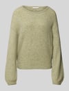 OPUS Sweter z dzianiny o kroju relaxed fit z dodatkiem moheru i wełny model „Pemine” Miętowy