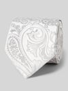 OLYMP Zijden stropdas met motiefstitching Zilver