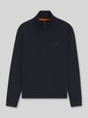 BOSS Orange Regular Fit Troyer aus reiner Baumwolle Modell 'Zetrust' Dunkelblau