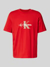 Calvin Klein Jeans T-Shirt mit Label-Print und Rundhalsausschnitt Rot