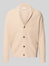 Profuomo Cardigan aus Woll-Mix mit Schalkragen Beige Melange