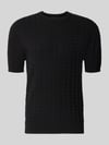 Armani Exchange Gebreid shirt van viscosemix met structuurpatroon Zwart