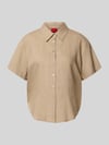 HUGO loose fit blouses met korte mouwen van mix van linnen en viscose model 'ENCANTADA' Beige