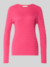 Christian Berg Woman Slim Fit Strickpullover mit Zopfmuster Fuchsia