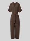 MOS MOSH Jumpsuit met v-hals model 'Lehila' Donkerbruin