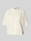 Jake*s Casual Bluse aus Leinen-Baumwoll-Mix mit Motiv-Stitching Beige