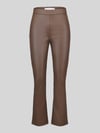 Raffaello Rossi Wide leg kunstleren broek van viscosemix model 'MACY' Taupe