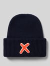 UNIO HAMBURG Muts van mix van scheerwol en kasjmier met motiefstitching Marineblauw