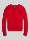 Polo Ralph Lauren Strickpullover mit Zopfmuster Modell 'JULIANNA' Rot