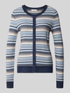 Christian Berg Woman Strickjacke aus Viskose-Mix im Allover-Look Dunkelblau Melange