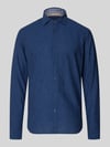 FIL NOIR Regular Fit Business-Hemd aus Leinen-Baumwoll-Mix Modell 'ROMA' Marine