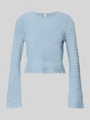 ONLY Cropped Strickpullover aus Baumwoll-Mix Modell 'ELKE' Rauchblau