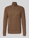 JACK & JONES Premium Gebreide pullover met ribboorden, model 'BLUSEAN' Middenbruin