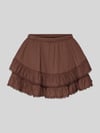 Gina Tricot Minirock aus Viskose-Mix mit Volantsaum Modell 'Frill' Schoko