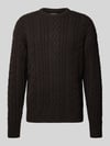 Jake*s Studio Men Strickpullover mit Zopfmuster Dunkelbraun