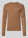 MCNEAL Slim Fit Strickpullover aus reiner Wolle mit Label-Stitching Hazel Melange