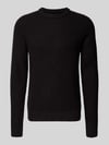 JACK & JONES Strickpullover mit gerippten Abschlüssen Modell 'LIAM' Black