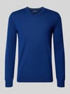Christian Berg Men Strickpullover aus Woll-Mix mit V-Ausschnitt Royal Melange