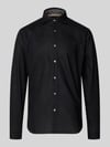 FIL NOIR Regular Fit Business-Hemd aus Leinen-Baumwoll-Mix Modell 'ROMA' Black