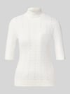 Liu Jo White Slim Fit Longsleeve aus reiner Lanawolle Modell 'Maglia Costine' Offwhite