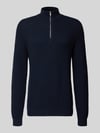 MCNEAL Regular Fit Troyer mit gerippten Abschlüssen Dunkelblau