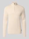 JACK & JONES Premium Slim fit pullover van 100% katoen model 'MILANO' Offwhite gemêleerd