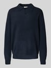 Forét Regular Fit Poloshirt aus Woll-Mix mit Knopfleiste Dunkelblau
