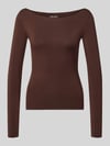 REVIEW Slim Fit Langarmshirt U-Boot-Ausschnitt Dunkelbraun