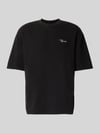 PEGADOR Oversized T-Shirt mit Strukturmuster und Label-Stitching Black