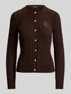 Lauren Ralph Lauren slim fit gebreid jack van mix van katoen en viscose Donkerbruin